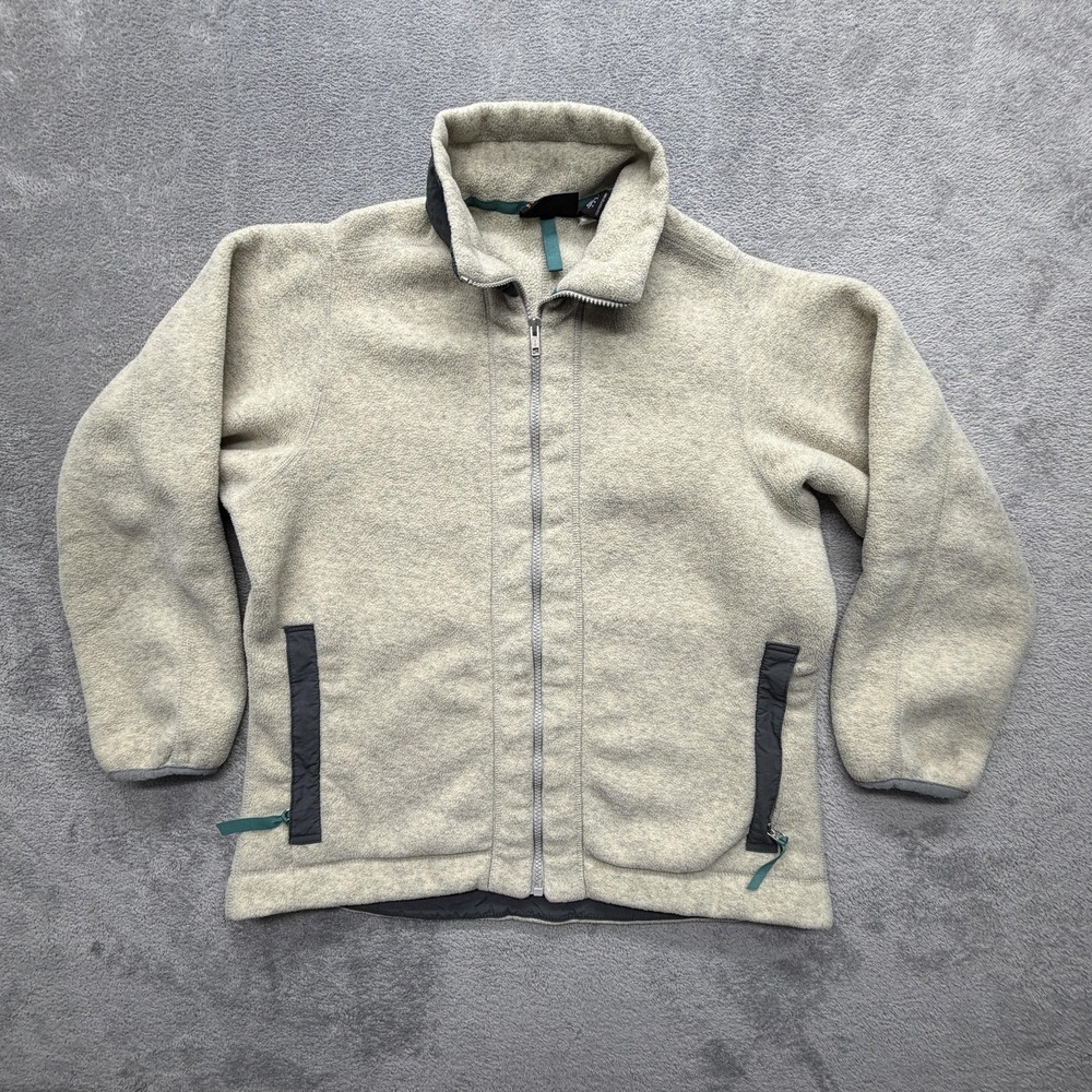 Vintage Patagonia Jacket USA‎ Womens L White Synchilla Lined Full Zip Pockets